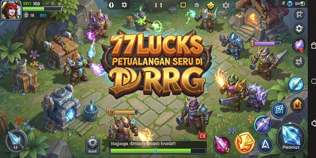 Tangkapan layar menampilkan aksi seru dalam gameplay RPG 77LUCKS.