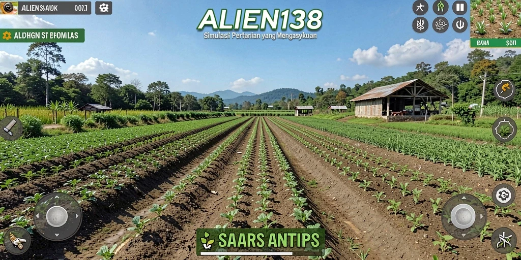 Screenshot gameplay <strong>ALIEN138</strong> menunjukkan aktivitas bertani yang seru dan menarik.