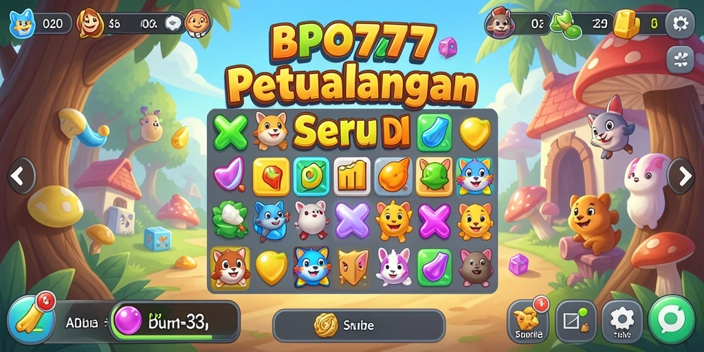 Tangkapan layar gameplay BPO777 yang menampilkan keseruan mencocokkan buah.