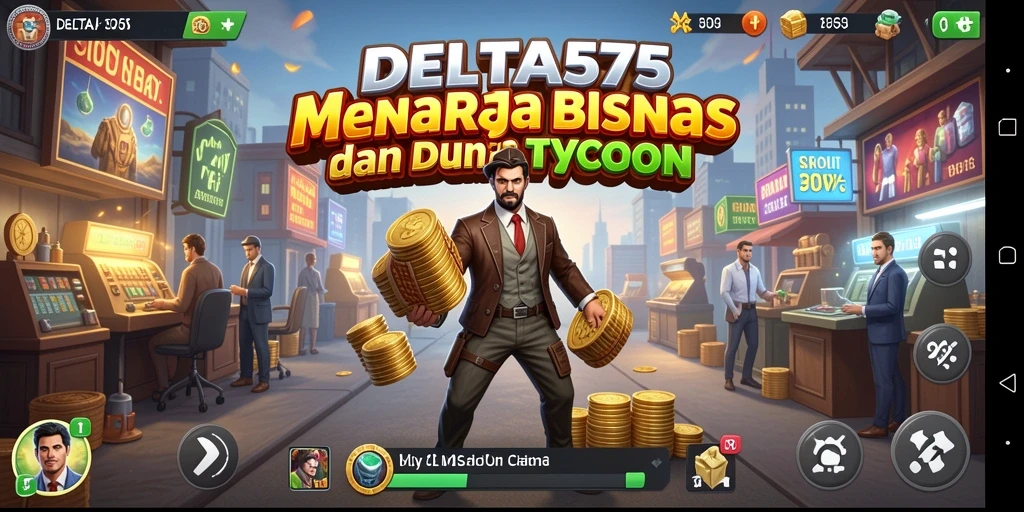 Gameplay Tycoon yang menarik di DELTA575 dengan manajemen bisnis yang kompleks.