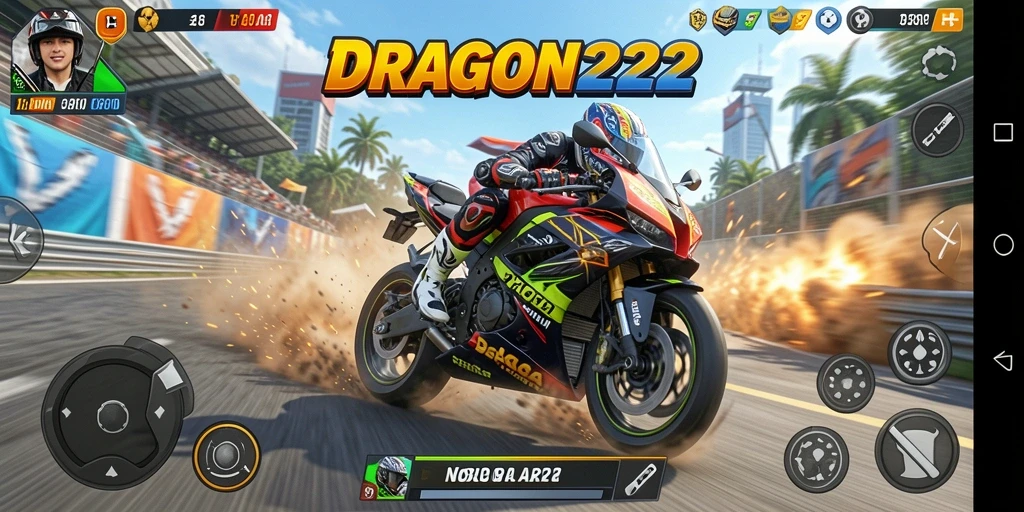 Tampilan menegangkan dari gameplay balap motor di DRAGON222.