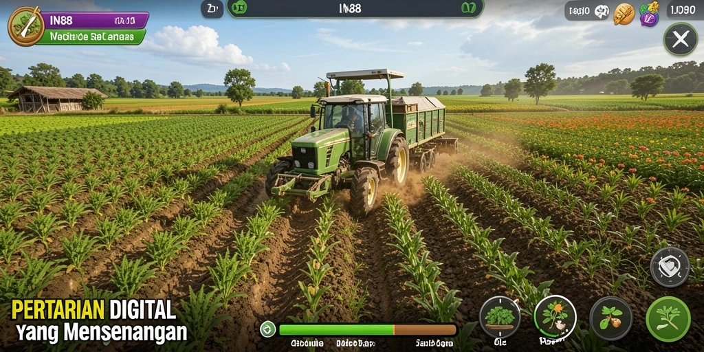Gameplay IN88 menunjukkan aktivitas bertani yang seru dan interaktif.