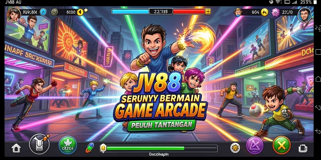 Tangkapan layar gameplay JV88 yang menunjukkan aksi seru di game Arcade.