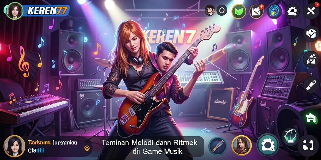 Tampilan interaktif gameplay KEREN77 yang menarik saat bermain musik.