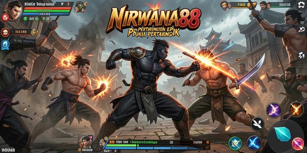 Screenshot gameplay NIRWANA88 menampilkan pertarungan mendebarkan antar karakter.