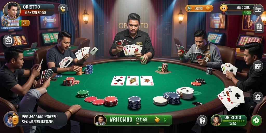 Tampilan gameplay seru dari ORISTOTO saat bermain Poker.