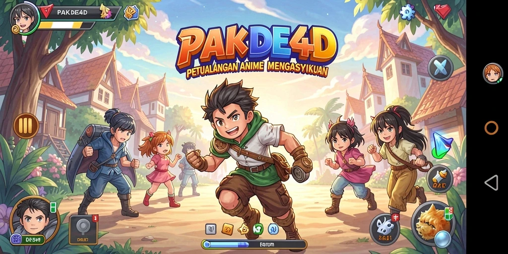 Gameplay PAKDE4D menampilkan karakter anime yang menarik.