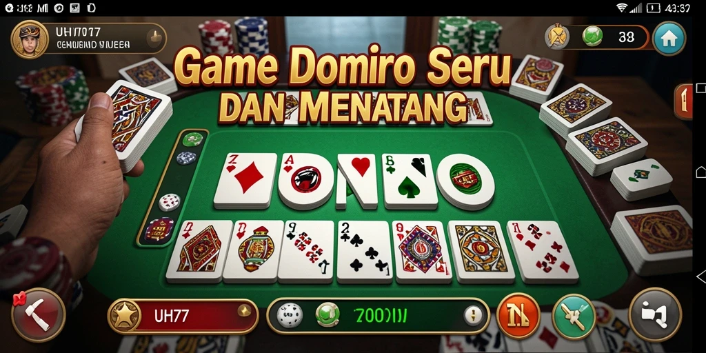 Screenshot gameplay UH77 menunjukkan serunya permainan Domino.